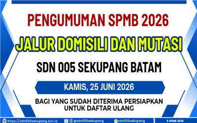 PENGUMUMAN SPMB 2026 JALUR DOMISILI DAN MUTASI